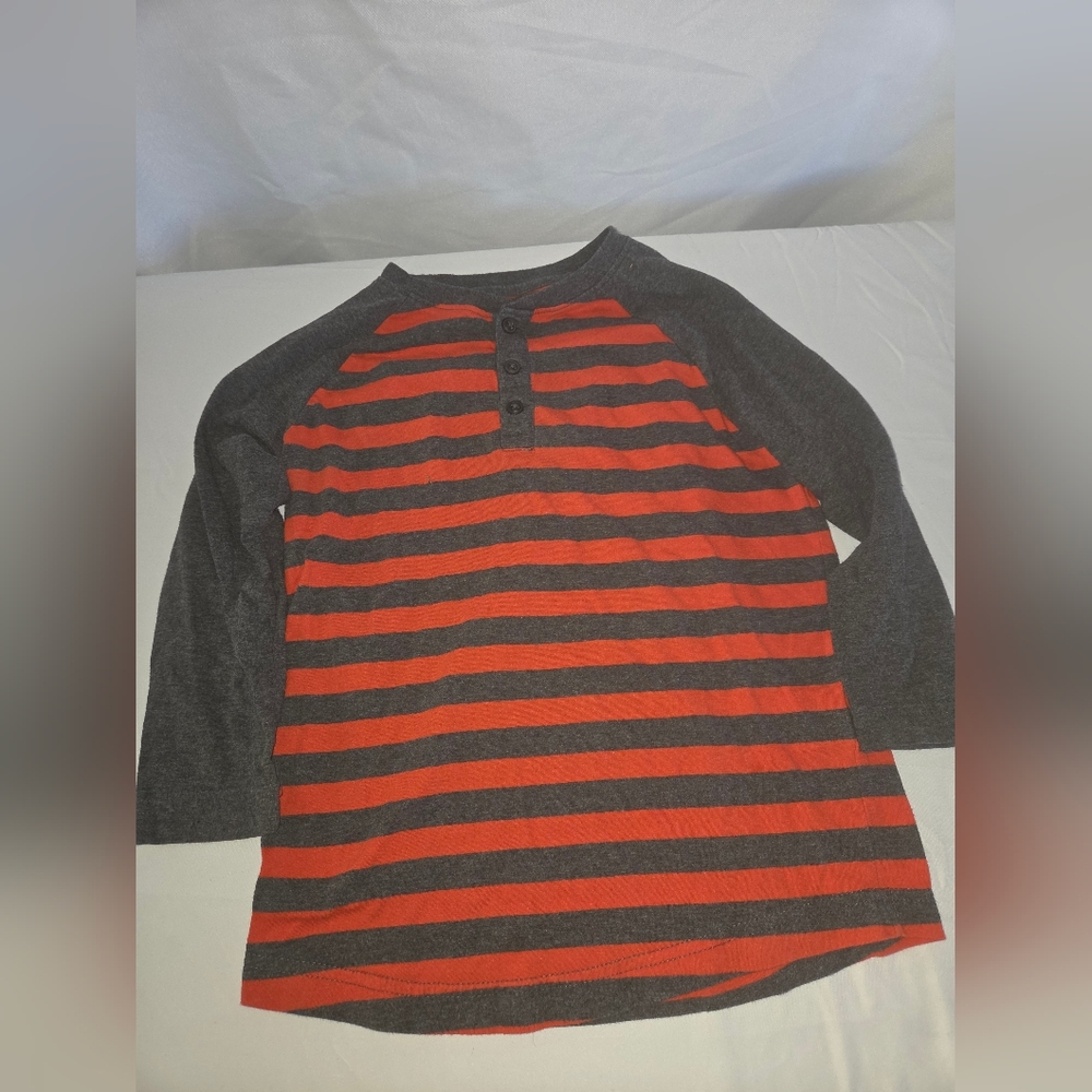 Basic Editions Red and Gray Striped Shirt